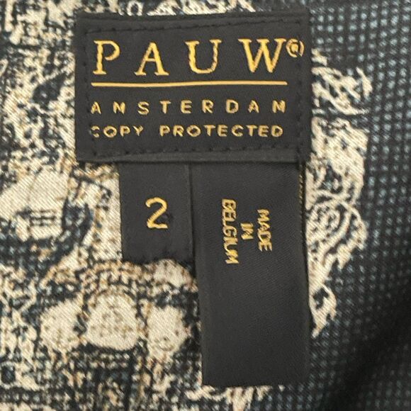 PAUW Amsterdam Silk Pleated Skirt Size 2 US 8 Blue Brown Baroque Pattern Luxury - Picture 7 of 12